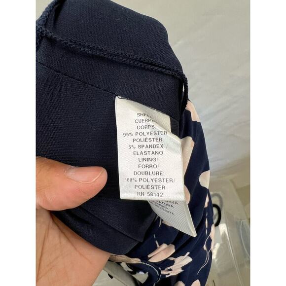 Maggy London Womens Navy Floral Halter Top Jumpsuit w/pockets Size 4 - Picture 6 of 6